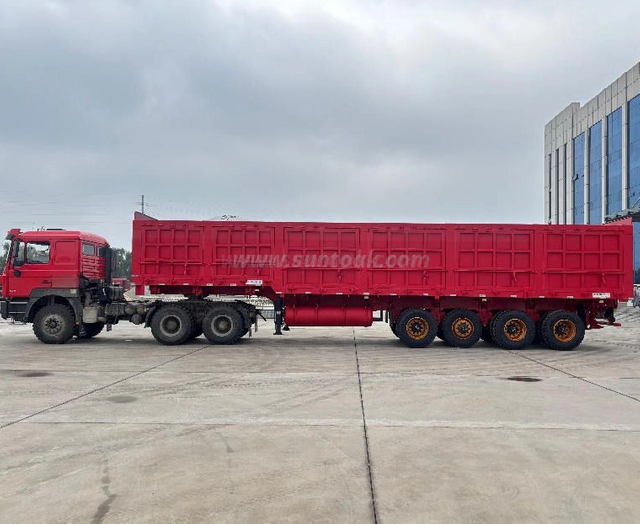 Semi-remorque basculante robuste à quatre essieux de 13,5 m