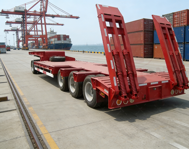 Remorque de camion surbaissée à trois essieux en acier Suntoak